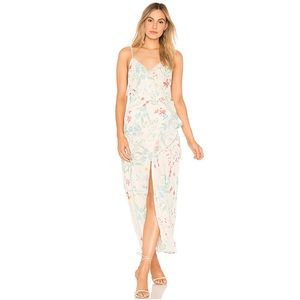 Tularosa floral ruffle wrap dress midi sleeveless